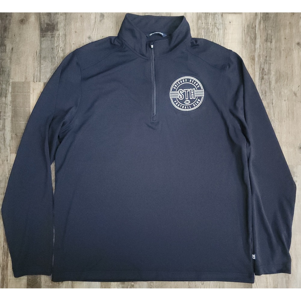 Cutter & Buck Quarter Zip Pullover Mens L Navy Chicago Bears STH Football Club